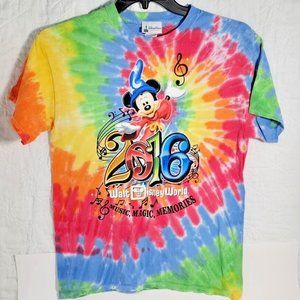 Walt Disney World Parks Mickey Music Magic Memories 2016 Tie Dye T Shirt Size M